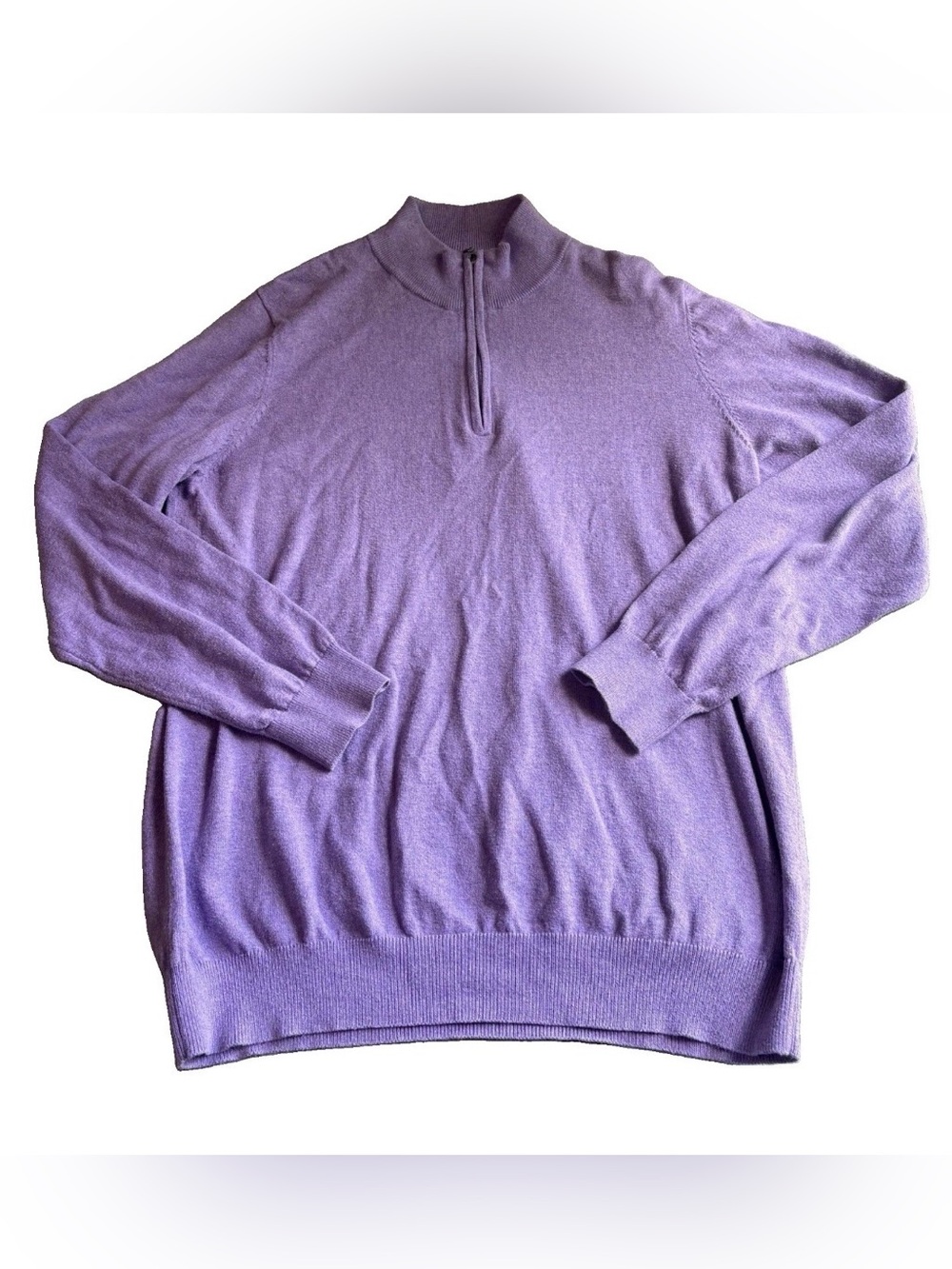 LL Bean Men’s L-Tall Quarter Zip Sweater Purple Cotton Cashmere Old Money Classy
